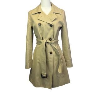 J Crew  Trench Coat in Light Khaki size 2 blue lining